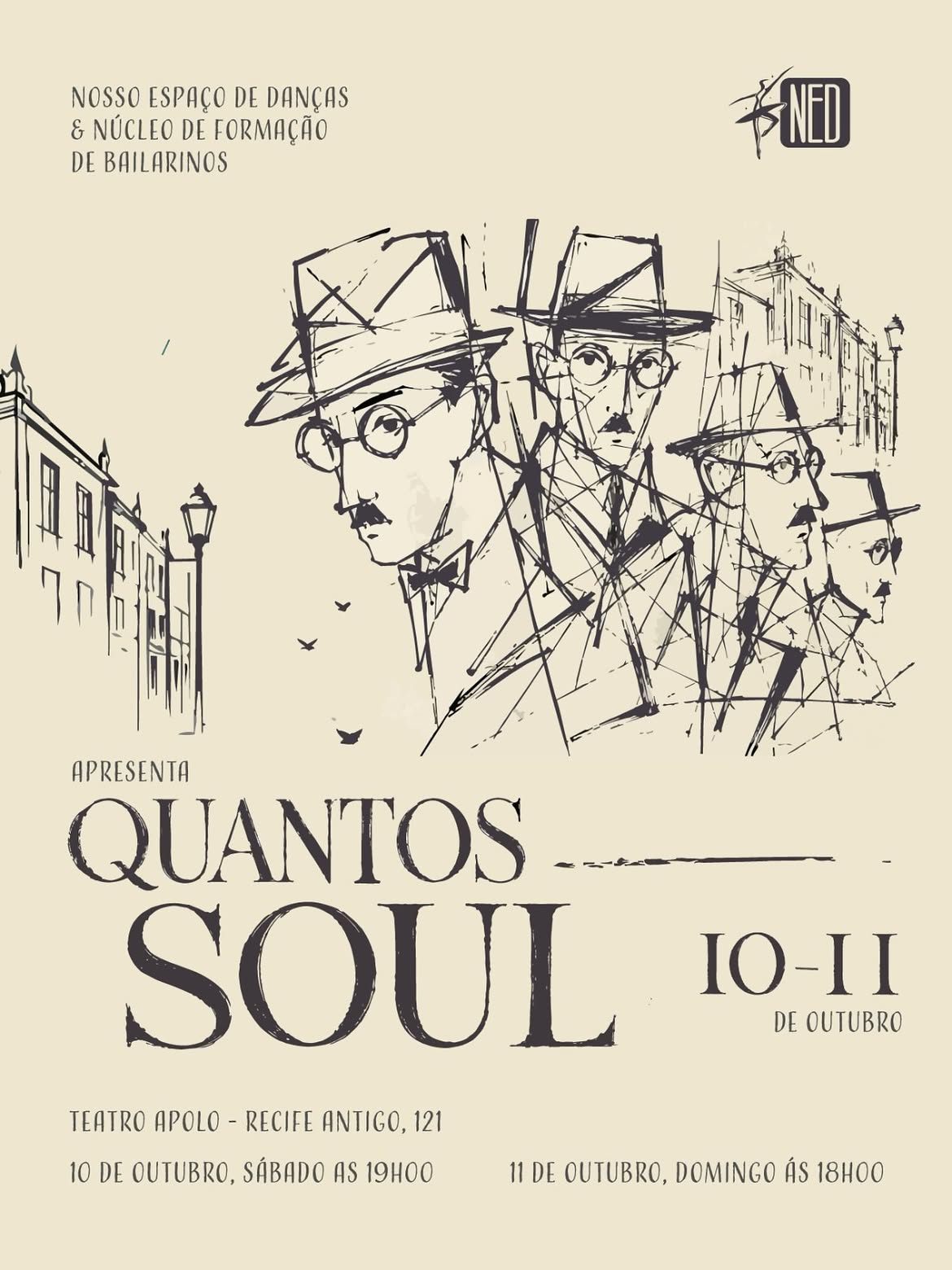 Pôster do espetáculo Quantos Soul? do NED, dias 10 e 11 de outubro